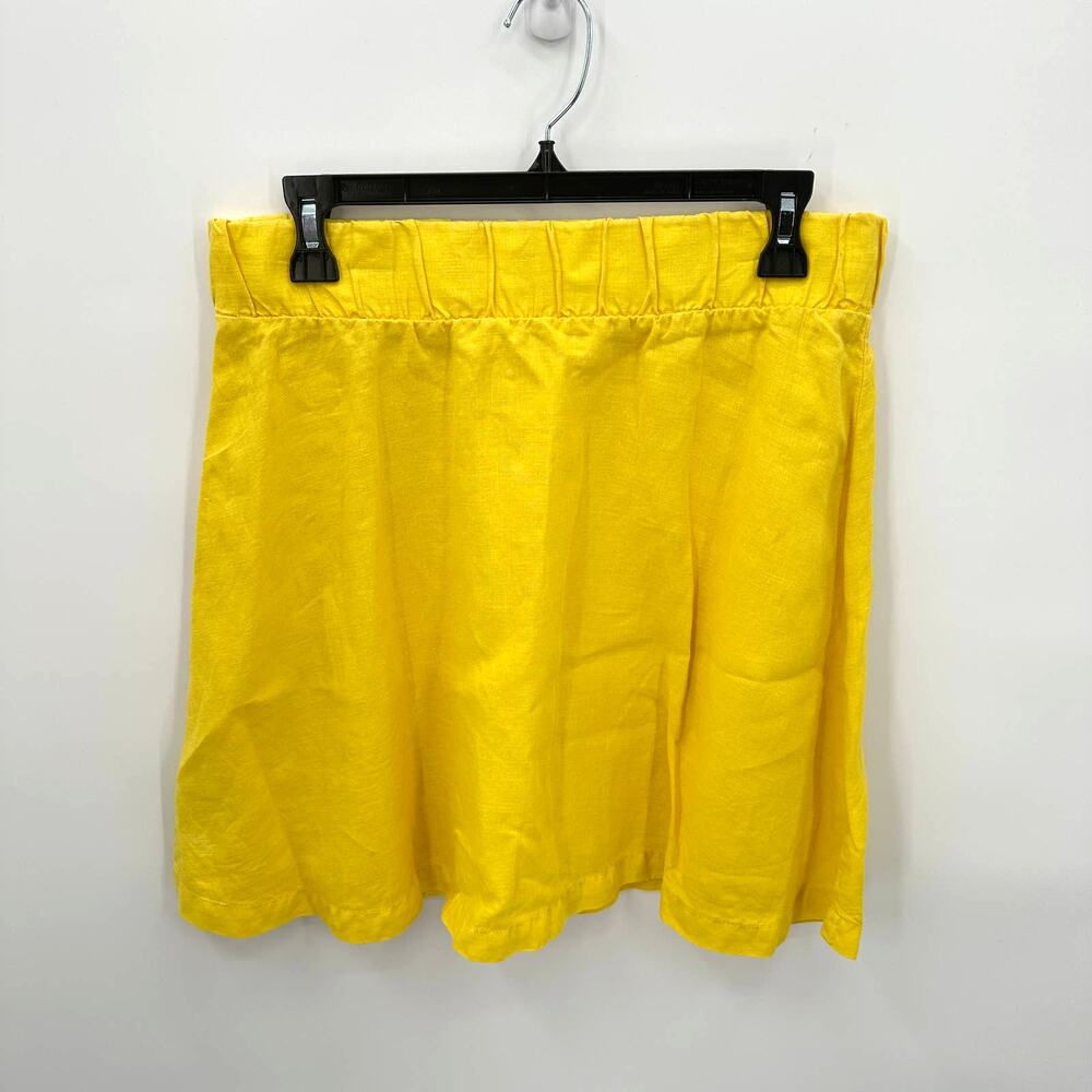 TOMMY BAHAMA Two Palms Sunshine Yellow 100% Linen Swing Skirt // XS